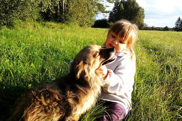 girl and dog